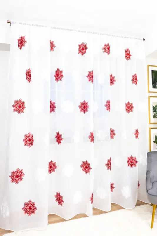 Perdea din In cu Flori Mari Visiniu Intens 300x245cm cu Rejansa - PERD0115A_300X245_D2_05_ATL Mai ieftin