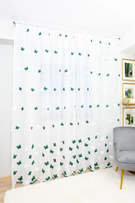 Perdea din In cu Fluturasi Verde Intens 300x245 cm cu Rejansa - PERD0150_300X245_D2_17_ATL Preferatul clienților