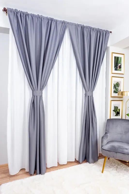 Chilipir Set 2 Draperii Blackout 100x245cm cu Rejansa- Gri Metalic - BOTD008_100X245_C3_15_ATL