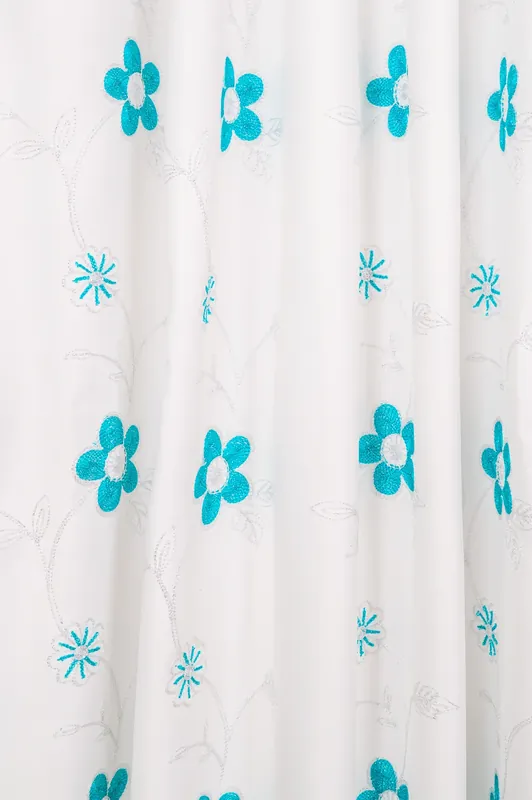 Draperie Brodata Flori pe Panza Turcoaz - BOTD021E_PLC Reduceri