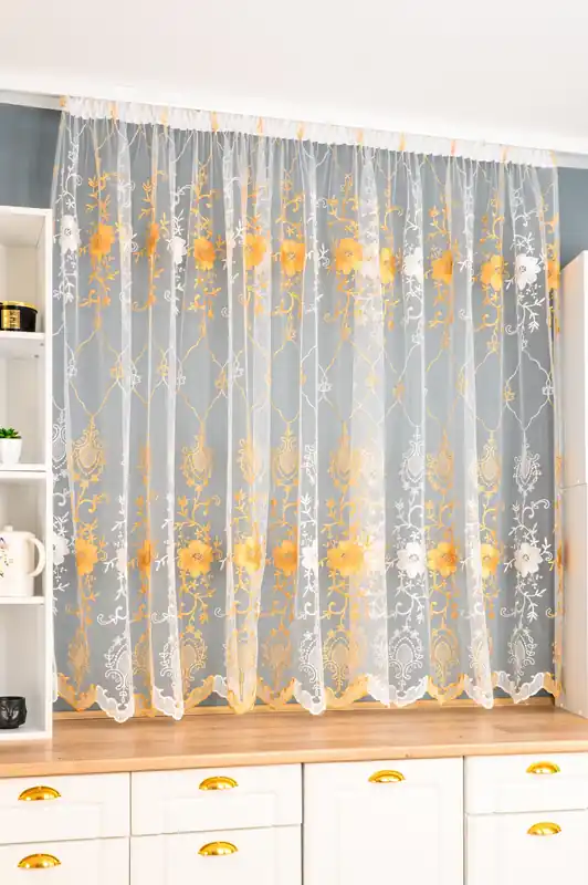 Perdea de Bucatarie Seray Alb cu Crem - PERDB180_PLC Lichidare de stoc
