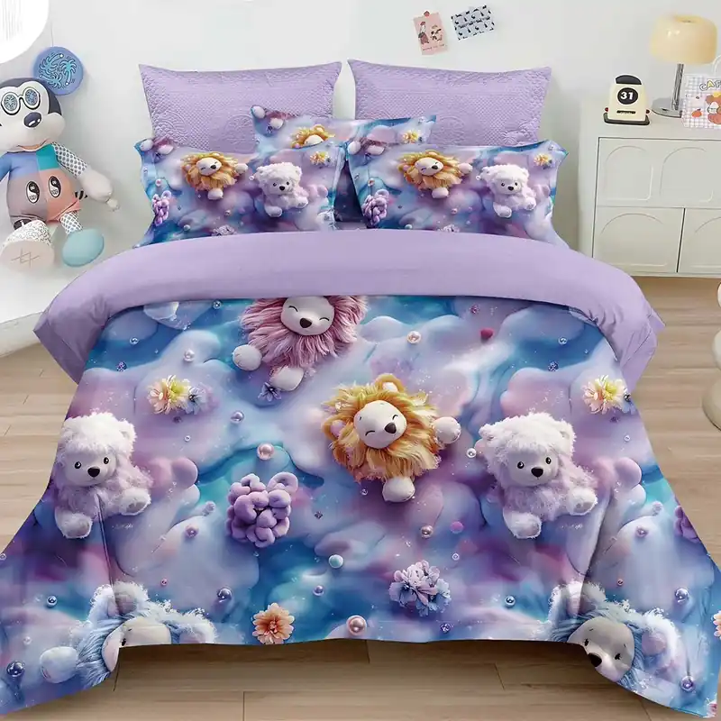 Lenjerie 6 Piese Bumbac Finet 5D - Fantezie Galactica Lila - LFDS_A134D Reducere specială