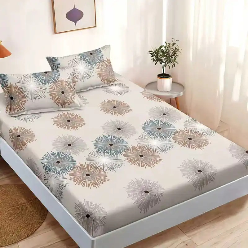 Cearceaf din Finet cu Elastic - 180x200 + 2 Fete Perna - Păpădii Abstracte - CEFJ_L027B Reducere de preț