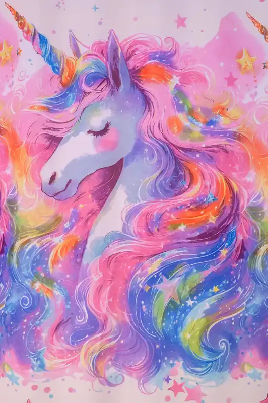 Retur gratuit Perdea din Matase 3D Unicorni - PERD096E_PLC