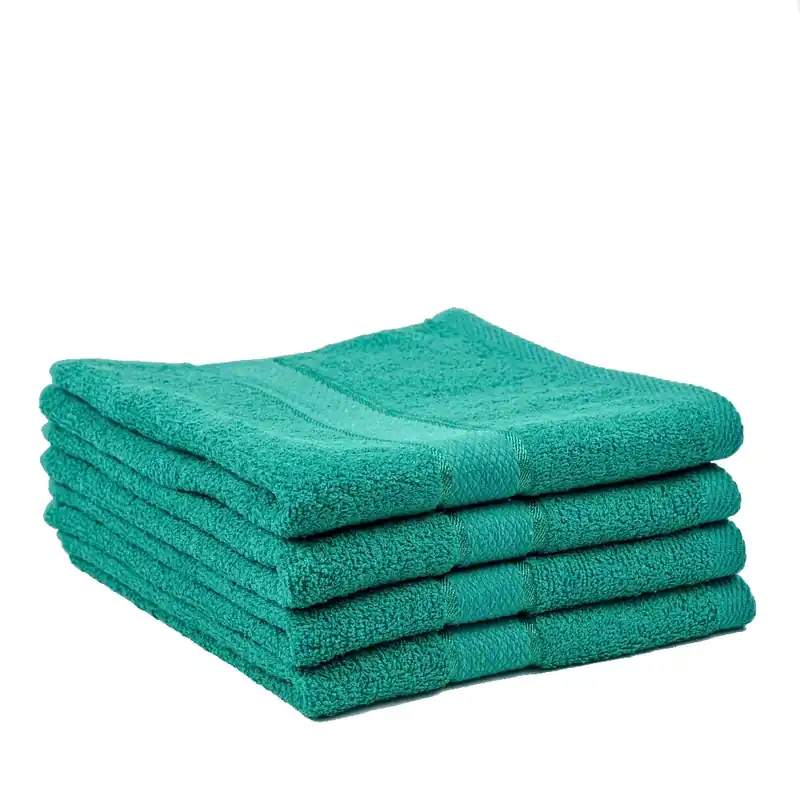 Reducere Set Prosoape 3+1 GRATIS - Verde Marin, Bumbac 100%, Medii - 50x90 cm. Ideale pentru Față și Mâini, Uscare Rapidă și Textură Pufoasă - 420g/mp - PRSM002