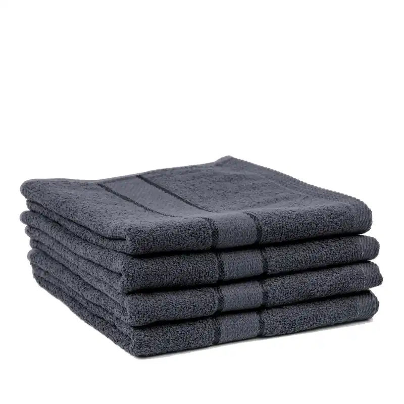 Set Prosoape 3+1 GRATIS - Gri Inchis, Bumbac 100%, Medii - 50x90 cm. Ideale pentru Față și Mâini, Uscare Rapidă și Textură Pufoasă - 420g/mp - PRSM008 Ofertă limitată