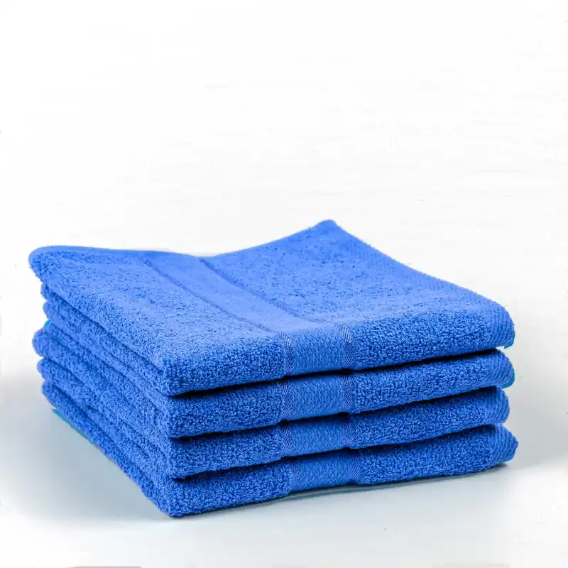 Ieftin Set Prosoape 3+1 GRATIS - Albastru Regal, Bumbac 100%, Medii - 50x90 cm. Ideale pentru Față și Mâini, Uscare Rapidă și Textură Pufoasă - 420g/mp - PRSM010