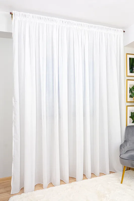 Set 2 Perdele Alb Imaculat din In 100x135cm cu Rejansa -PERD002_100x135_ATL Ofertă de sezon
