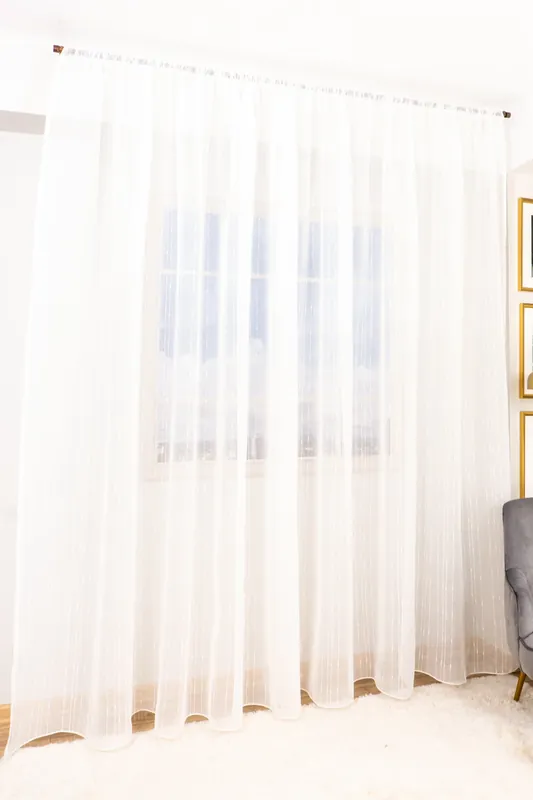 Set 2 Perdele Alb Regal Picaturi Cristal 100x245cm cu Rejansa - PERD009A_100x245_ATL Retur ușor
