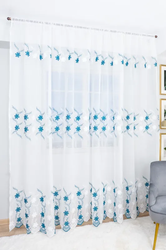 Set 2 Perdele Mystic Charm din In Turcoaz 100x245cm cu Rejansa - PERD076E_100x245_ATL Mai ieftin
