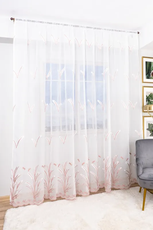 Set 2 Perdele din In Valeria Roz 100x245cm cu Rejansa -PERD0112B_100x245_ATL Cumpărături sigure