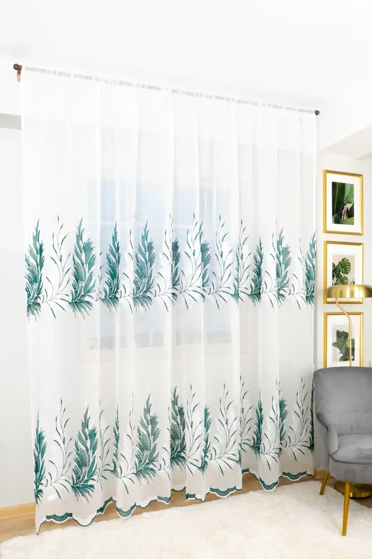Set 2 Perdele din In Alma Verde 100X245cm cu Rejansa - PERD0139_100X245_ATL Ofertă