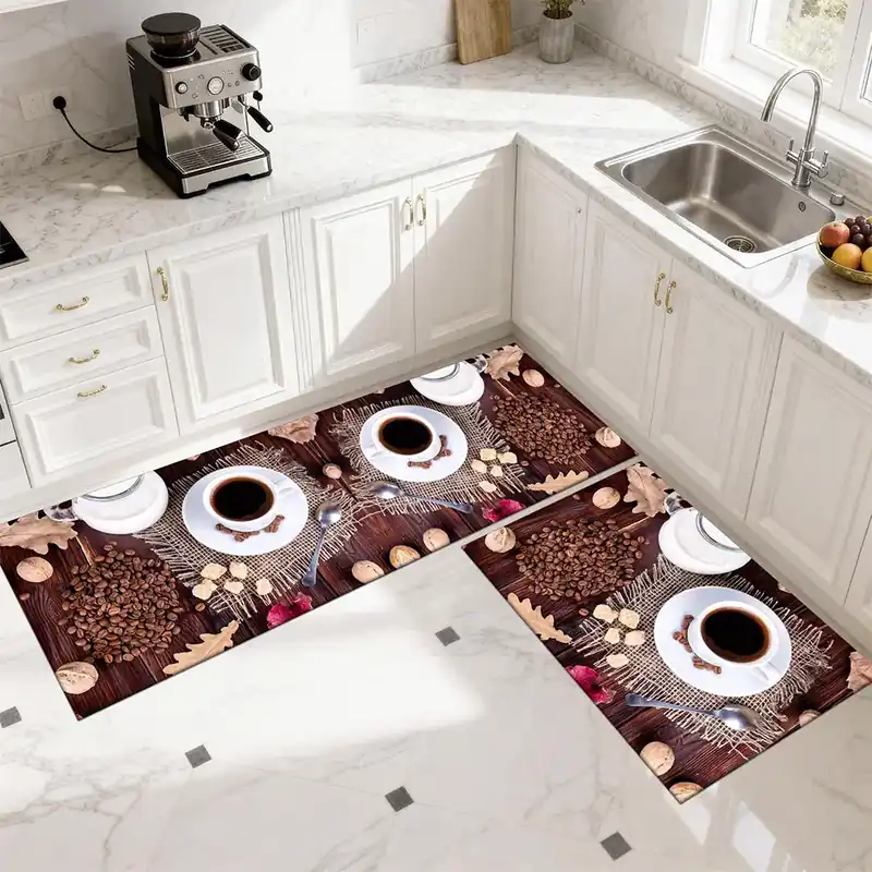 Cel mai bun preț Set 2 Covorase Antiderapante de Bucatarie - Maro Coffee - CVHB126
