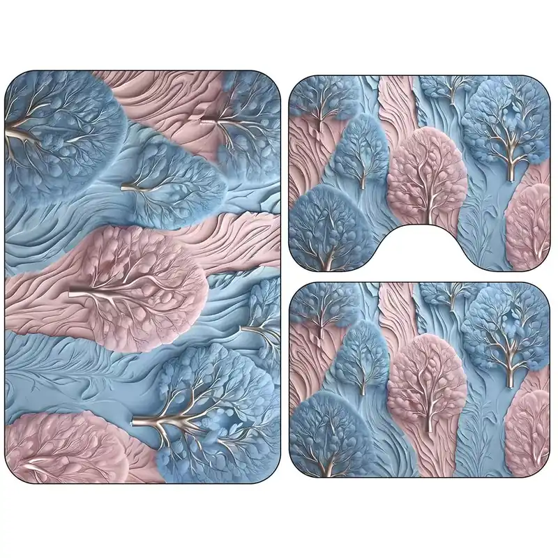 Set 3 Covorase de Baie - Copaci 3D - CVHB135 Reducere extra