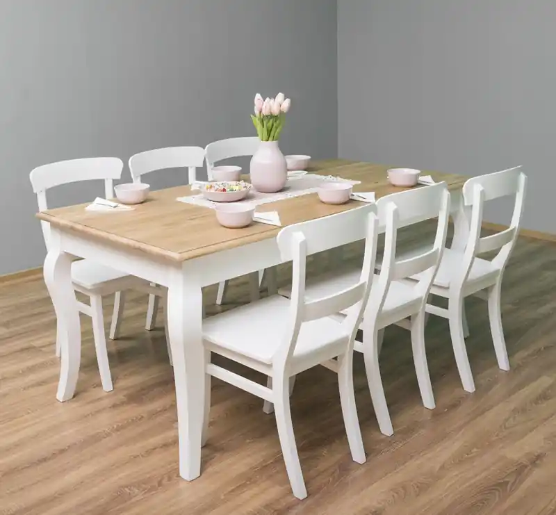 Masa dining cu picioare curbate 210x90x78cm, blat stejar Mai ieftin